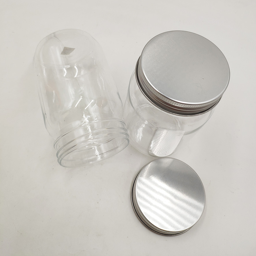 250ml Clear Wide Mouth Pet Plastic Jar with Silver Aluminum Cap for Personal Care Products