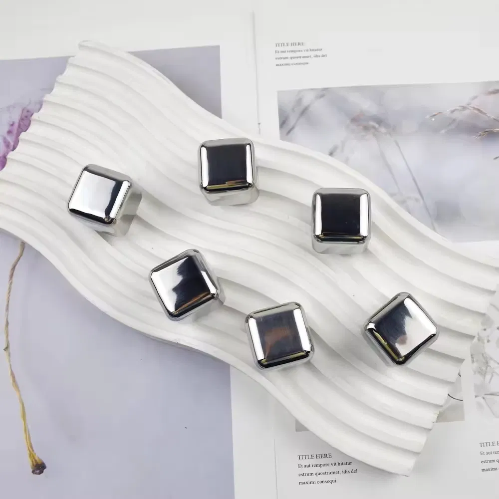 Gold Stainless Steel Ice Cubes Reusable Metal Ice Cube for Whiskey Reusable Ice Blocks Eco Friendly