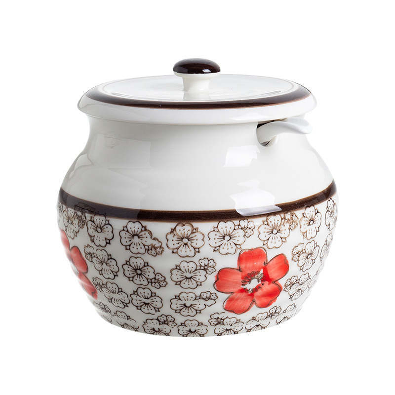 Ceramic Lard Household Chili Oil Tank with Lid