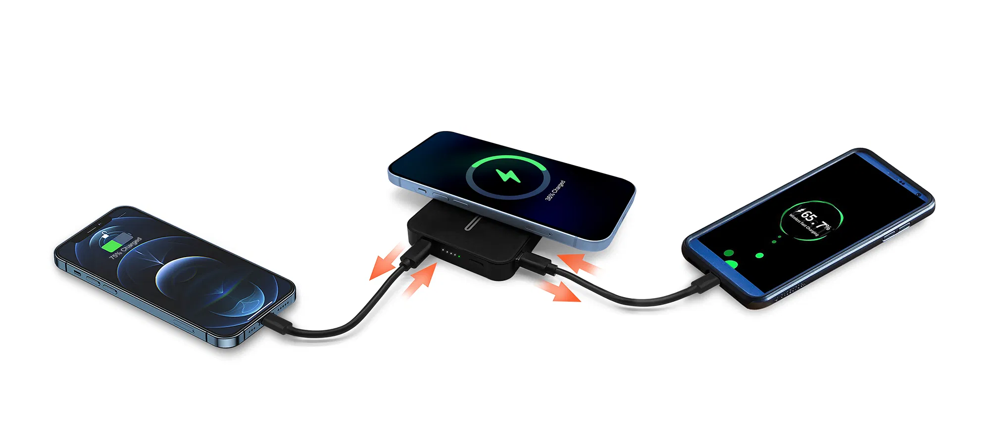 Magsafe 5000mAh Quick Charge Power Bank Light up Your Color Logo Magnetic Power Bank with Phone Stand