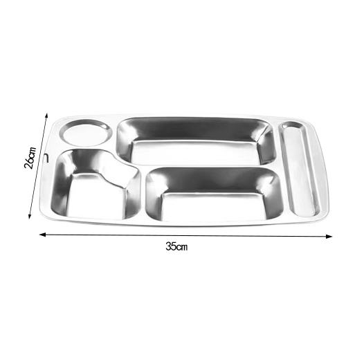 Elegant Stainless Steel Divided Serving Tray with Galvanized Surface Finish