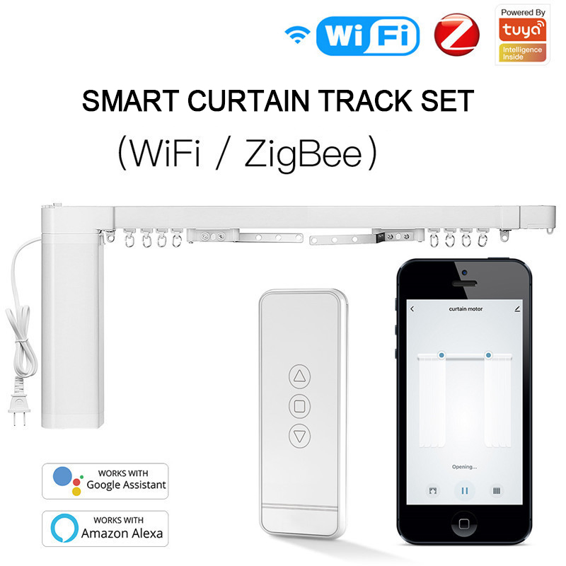 Tuya WiFi Automatic Slide Curtain Motor D Track System Smart Home Google Home APP Control by Siri Voice Control Smart Home