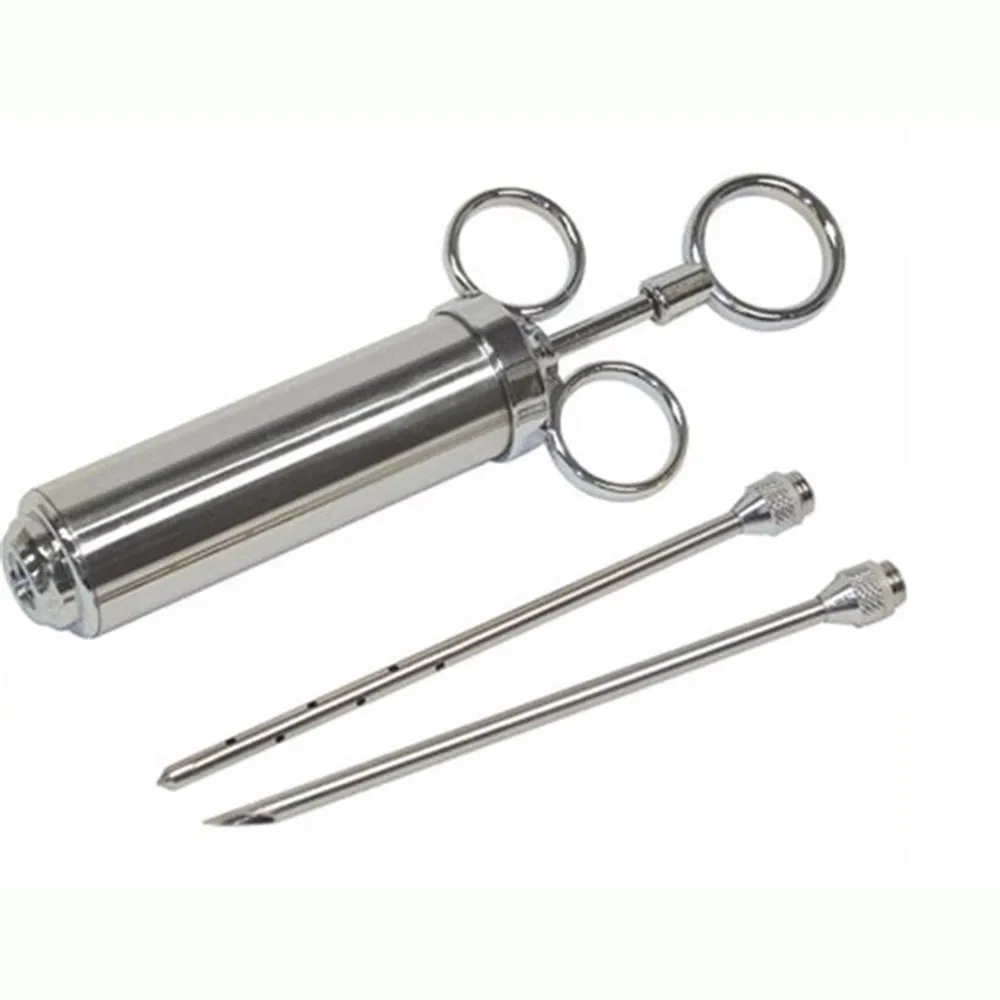 Meat Injector Stainless Steel Seasoning Injector Kit with 2-Oz Capacity Barrel and 2 Marinade Needles Esg10147