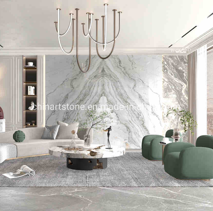 Nature Calacatta White Quartzite Stone Slab for Wall Decoration