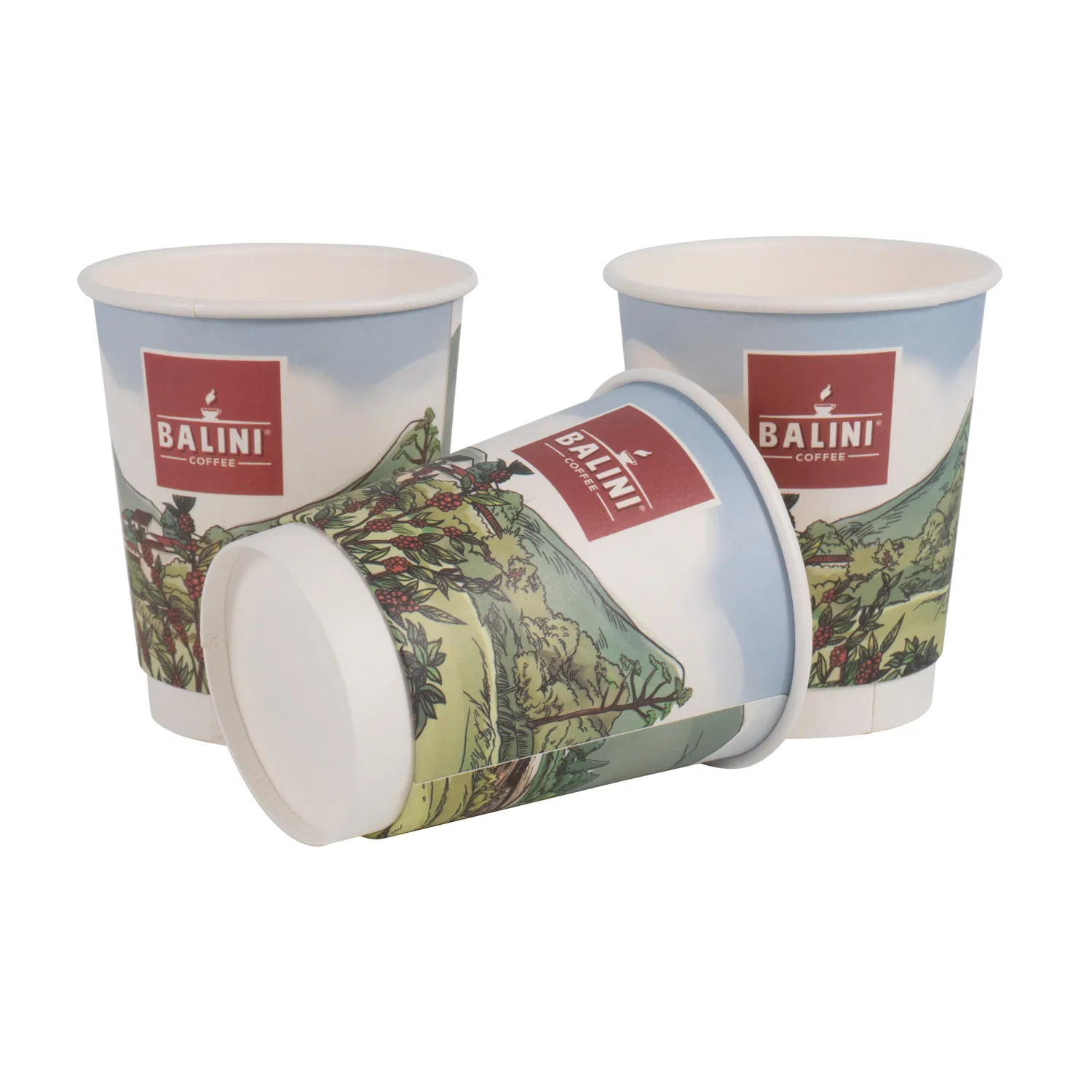 Двухслойный бумажный стакан для горячих напитков с крышкой