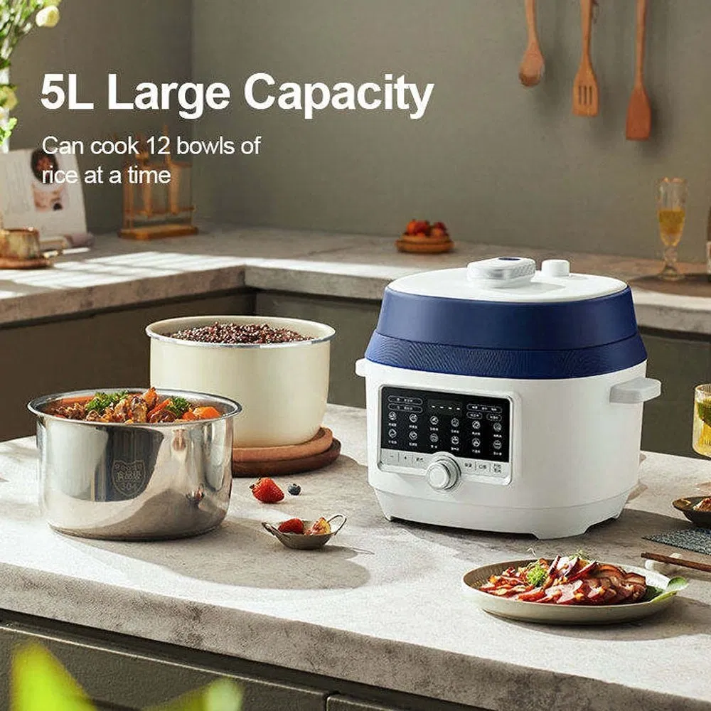 Intelligent Reservation Rice Cooker with Steaming Pot for Household Use