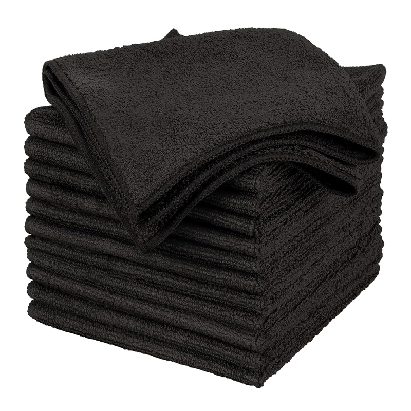 Heavy Duty Absorbent Long-Lasting Sleek Black Solid Color Kitchen Towel for Tough Stain Cleaning Dark-Toned Kitchen Decor