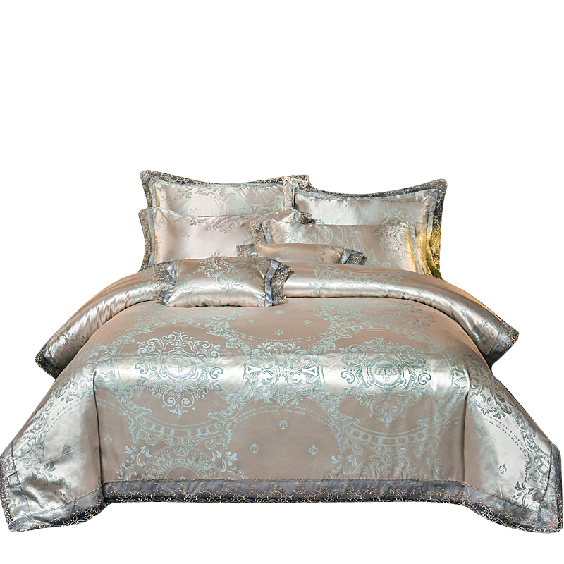 Polyester Duvet Pillowcase Cover Jacquard Bedsheets Coverlets 4 PCS Bedding Set