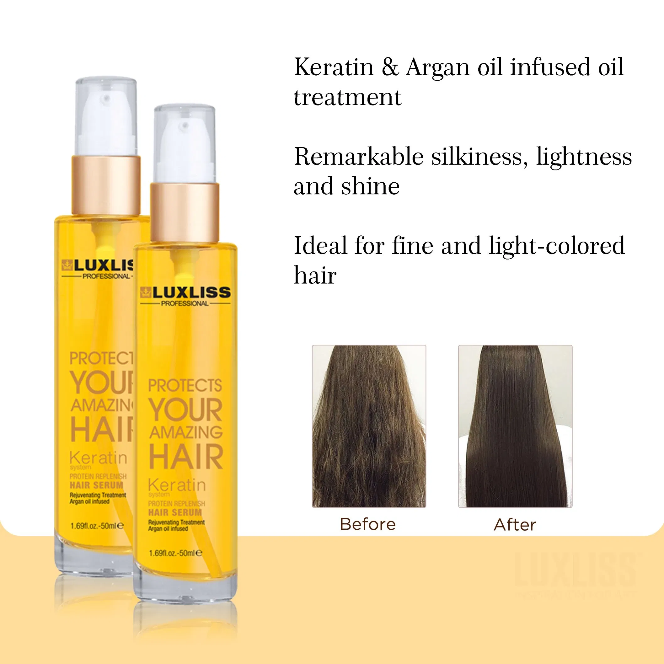 Luxliss Private Label Argan Oil Hair Serum Keratin Smooth Hair Oil Manufacturers