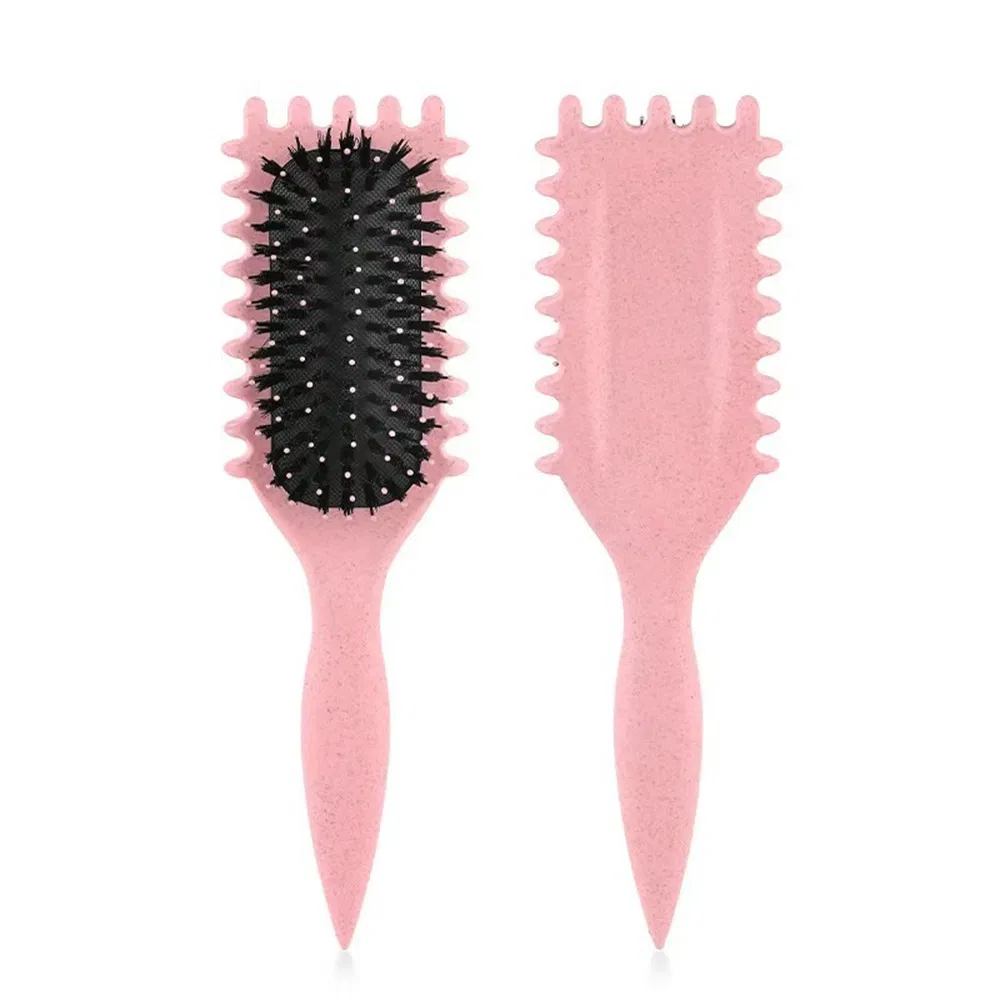 Wheat Straw Anti Tangle Curling Hair Brush PP Wheat Straw Material Customizable Color and Logonon-Slip Handle Hair Comb
