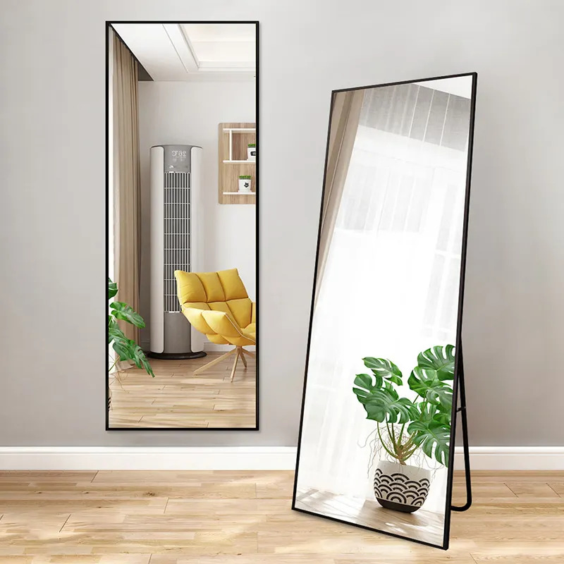 Custom Size and Shape Salon Hotel Metal Alloy Framed Full Length Free Standing Floor Dressing Mirror for Home Decor