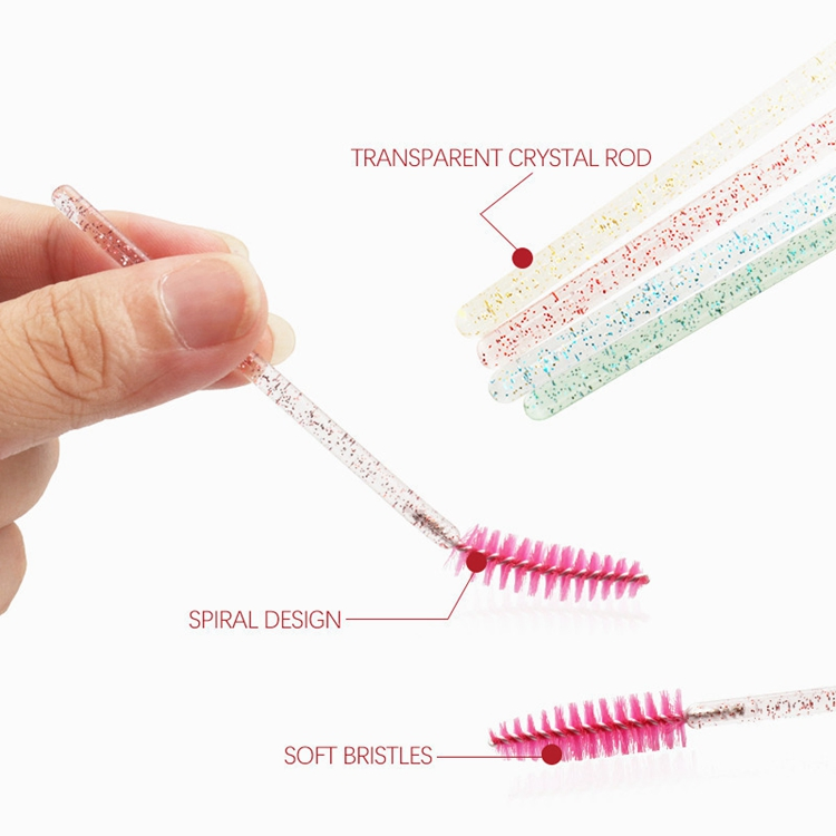 Shiny Crystal Eyelash Applicator Disposable Crystal Handle Nylon Glitter Mascara Wands Spoolies Brushes