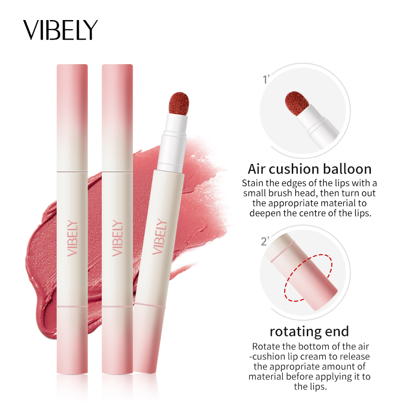Unique Lasting Waterproof Silky Air Cushion Lipstick Makeup Creamy Velvet Matte Lipgloss