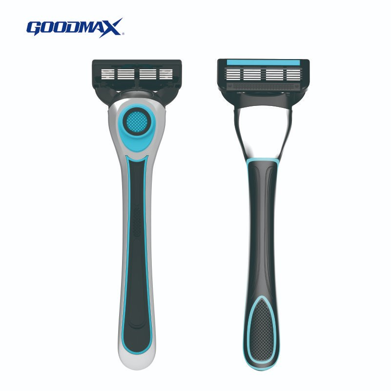 6 Blade Changeable Head Razor Open Back Design Metal Handle
