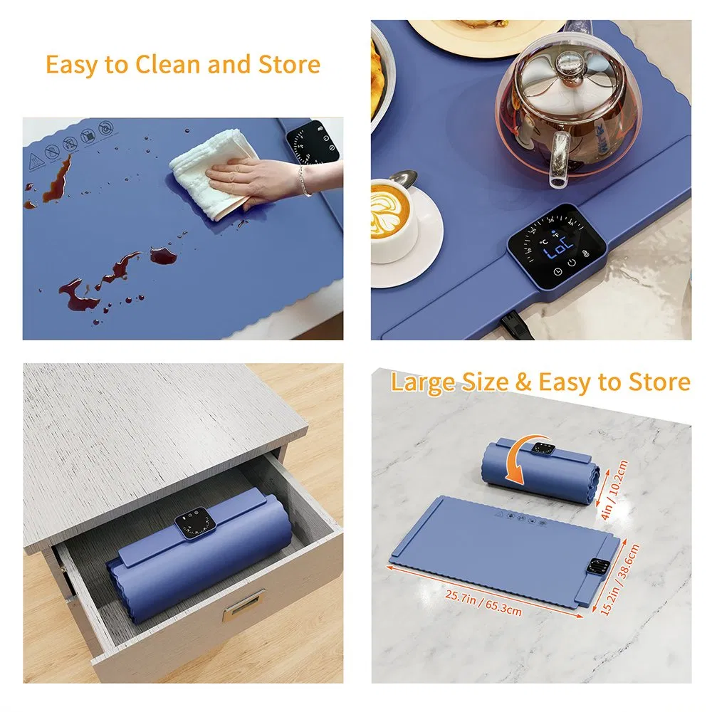 Electric Food Warmer Mat 66X39cm Silicone Heating Pad