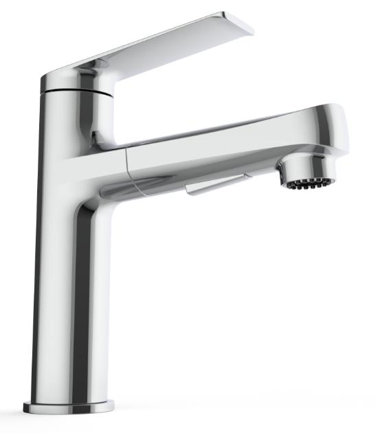 Single Handle Swivel Chrome Water Tap Mixer Basin Faucet Toilet Kitchen Bathroom Faucet with Pull out Pull Down Sprayer