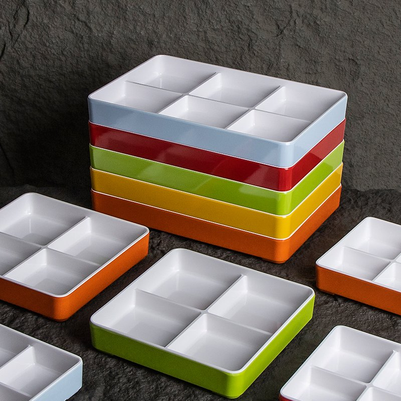 6 Compartment Serving Divided Plate Dessert Fruit Dish Melamine 6 Grid Divided Plate