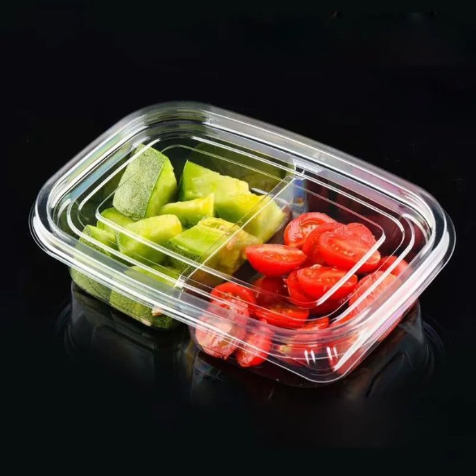 Customisable Disposable Plastic Fruit Salad Packaging Box 2 3 4 Compartment Container with Lid