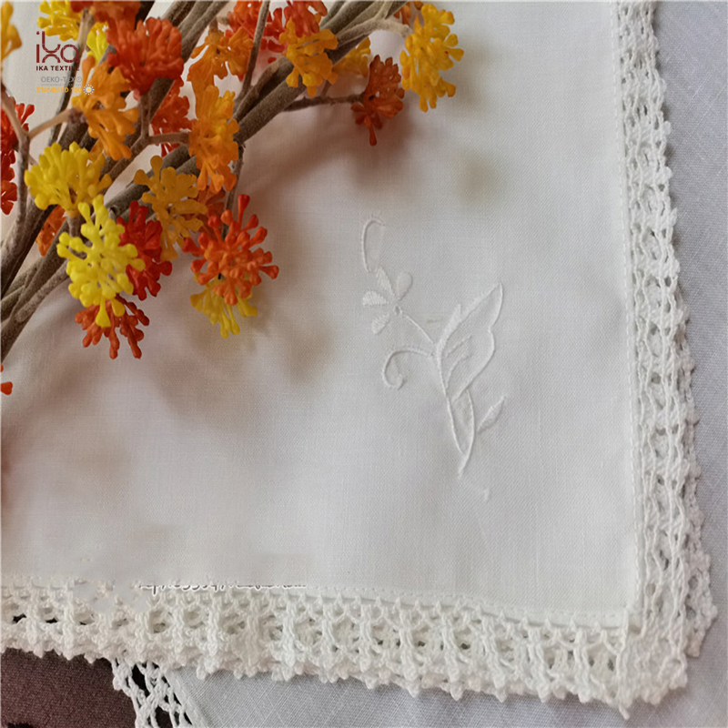 Natural Color Personalized Wholesale Woven Square Embroidery Hemstitch Lace Plain Cloth Custom Printed Cotton Table Napkins