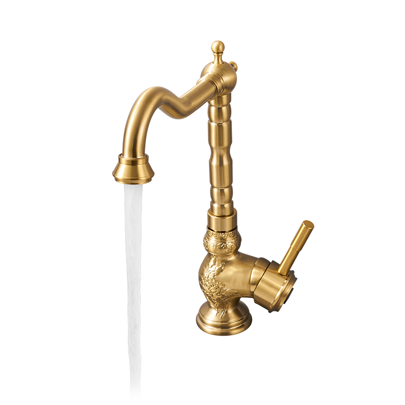 Brass Kitchen Faucet Antique Single Handle Bathroom Mixer Tap Bronze Multifunctional, 360 Degree Swivel Spout Bathroom Sink