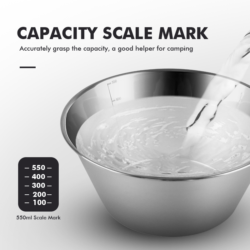 Korean Japan Outdoor 200/300/550ml Stainless Steel Camping Bowl Set
