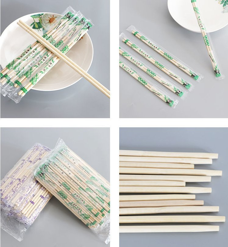 Natural Bamboo Disposable Round Chopsticks with Paper Package