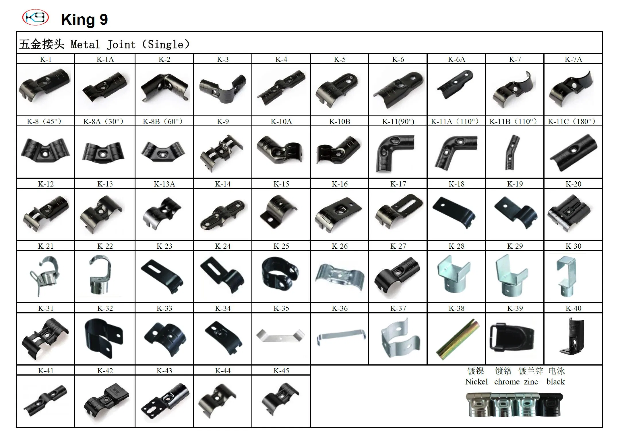 Hot Selling Lean Pipe Joint Set Lean Pipe Connector Metal Joint Kj-11A for 28 mm Lean Pipe