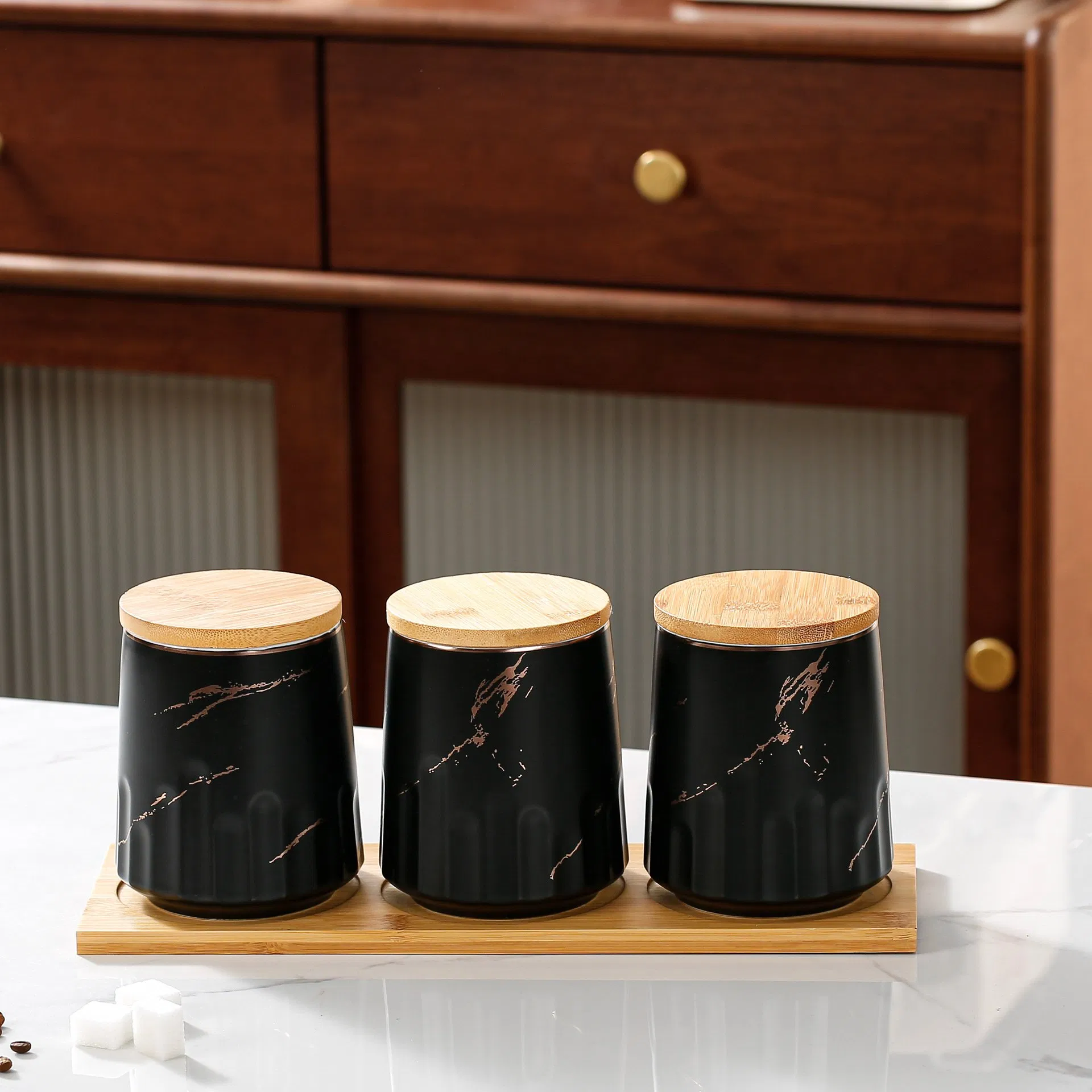 Ceramic Porcelain Home Food Kitchen Canister Jar Storage Container Sets