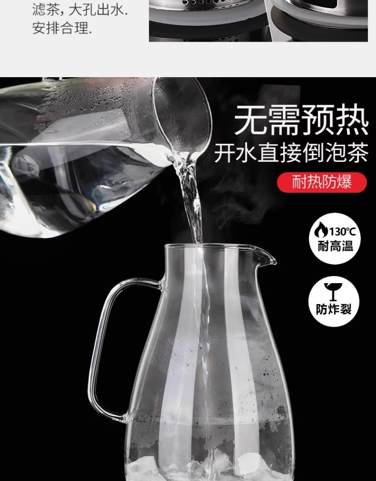Glass Water Pot 1500ml Glass Kettle Hot Water Jug with Lid