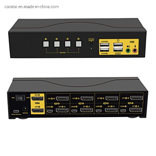 KVM-переключатель 4 порта HDMI+DisplayPort с USB-хабом