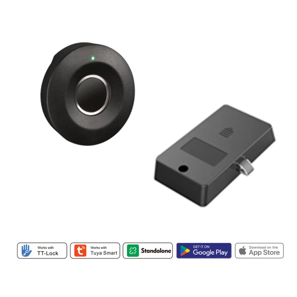 Fingerprint Cabinet Lock Works with Tuya & Ttlock APP Standalone Smart Locker Lock for Home/Office/Wardrobe