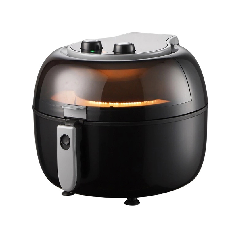 7L/1400W Air Fryer with Transparent Cover, Visible Window, Mechanical Timer and Temperature Control with Stir Function, No Oil Roasting Oven with CE