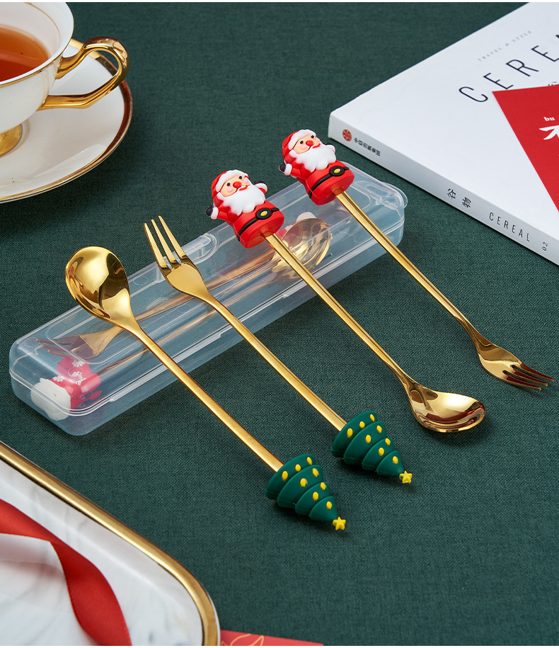 Stainless Steel High-Value Product Small Spoon, Coffee, Children's Dessert Stirring Rod, Ice Cream, Popsicle, Christmas Tableware.