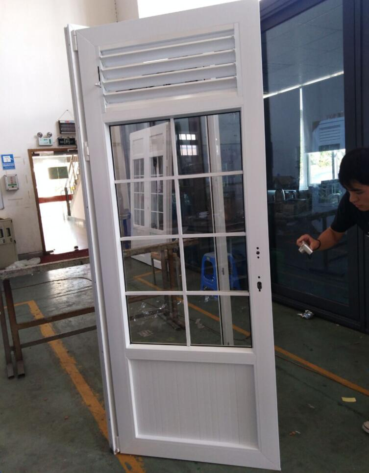 Doubel Glazed UPVC Vinyl Casement Glass Door French Door with Arched Top Decorative Grill