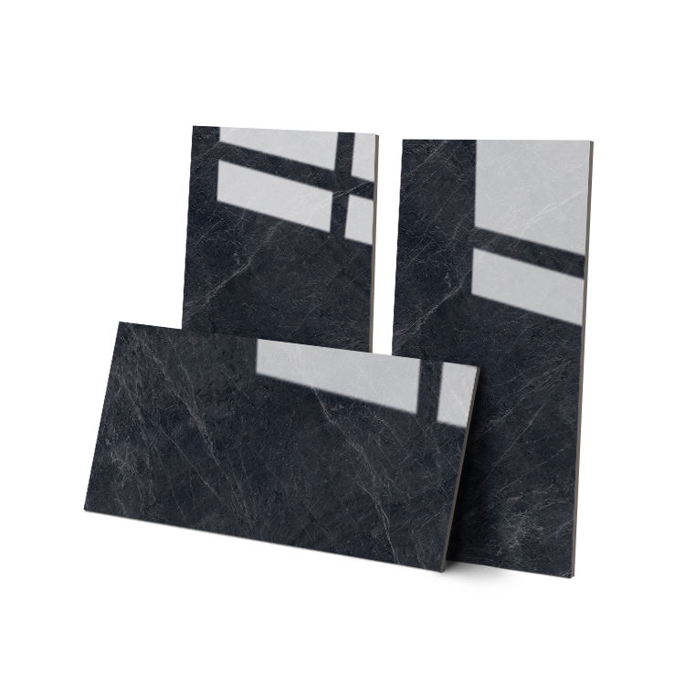 Large 600X1200 mm Marble Black Tiles Ceramic Black Polished Glazed Rock Look Glossy Porcelain Big Slab for Wallfloor