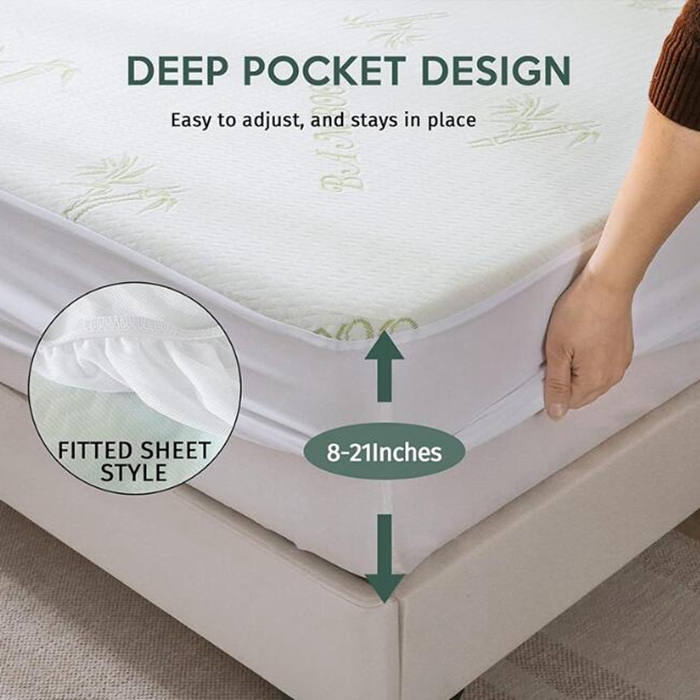 Factory Washable Elastic Fitted Bamboo Waterproof Bed Cover Mattress Protector Single Bed