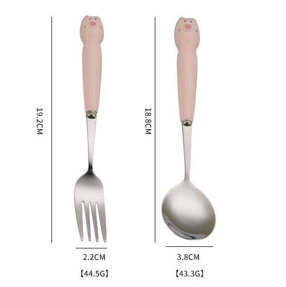 Cute Creative Cartoon Handle Stainless Steel Fork and Spoon