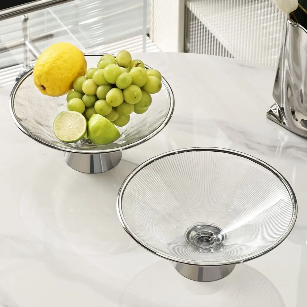 Tray Large Capacity Shelf Multifunctional Fruit Basket Simple Glass Plate Sandwich Mi24744