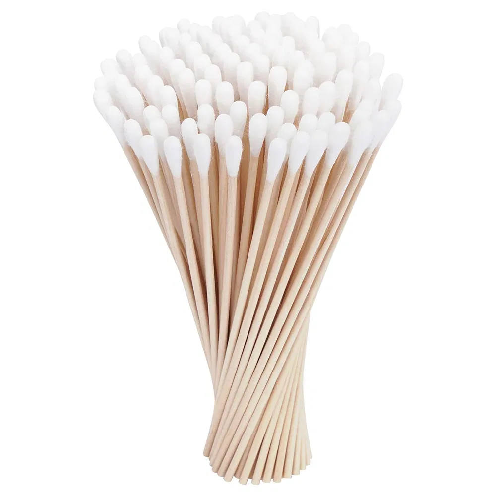 2024 Eco-Friendly Cleaning 115mm Wooden Cotton Bud Swabs