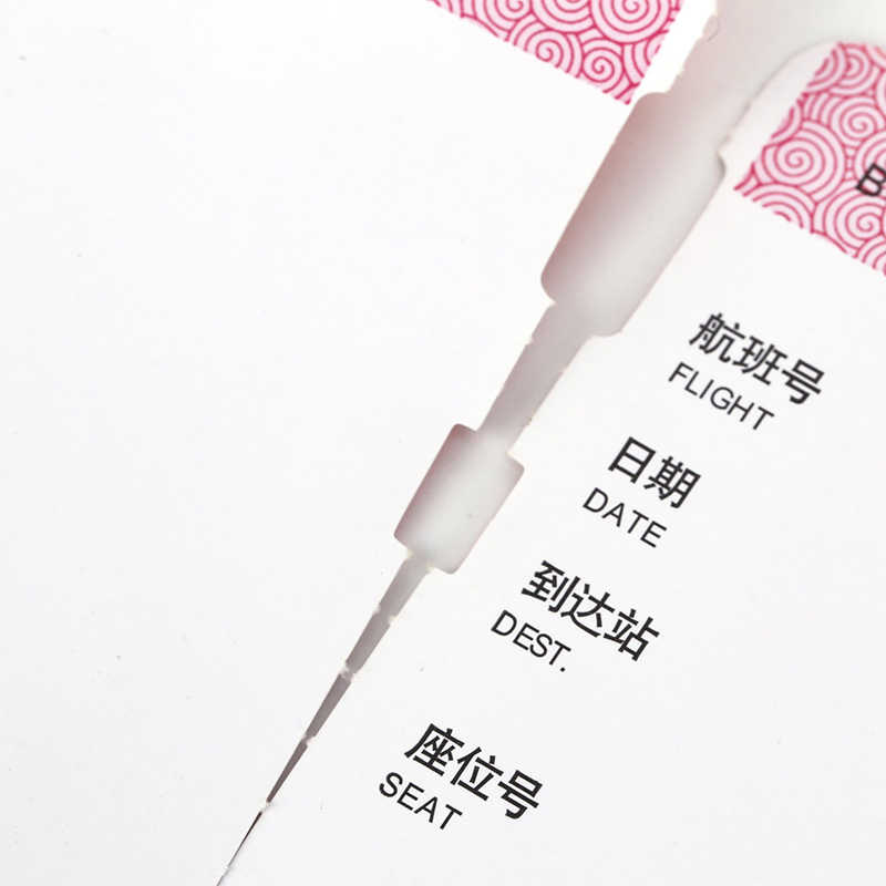 Air Ticket 210GSM Eco Thermal Cardboard Self-Adhesive Boarding Pass Blank Label Material