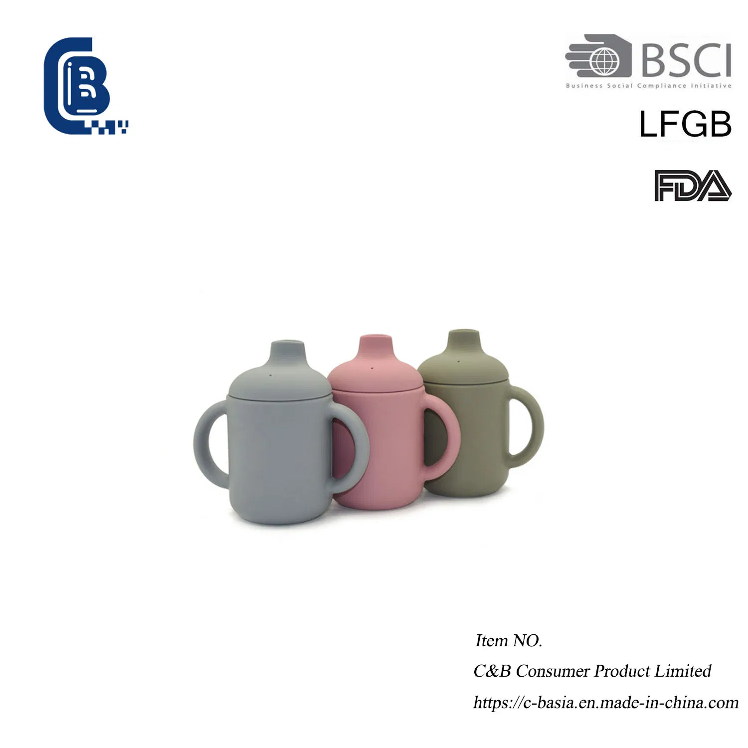 BPA Free, Silicone Baby Training Cup with Two Handles, Baby Open Cup