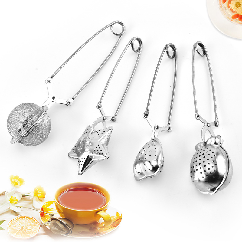 Silver Stainless Steel Tea Strainer Loose Leaf Long Handle Tea Infuser