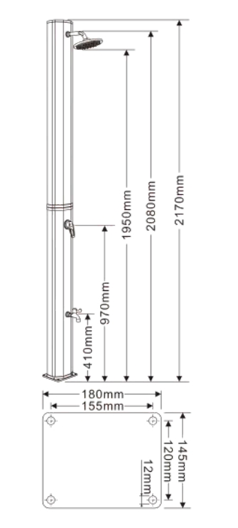 Outdoor Solar Shower Luxury Shower System 35L Shower Panel Solar Shower Column