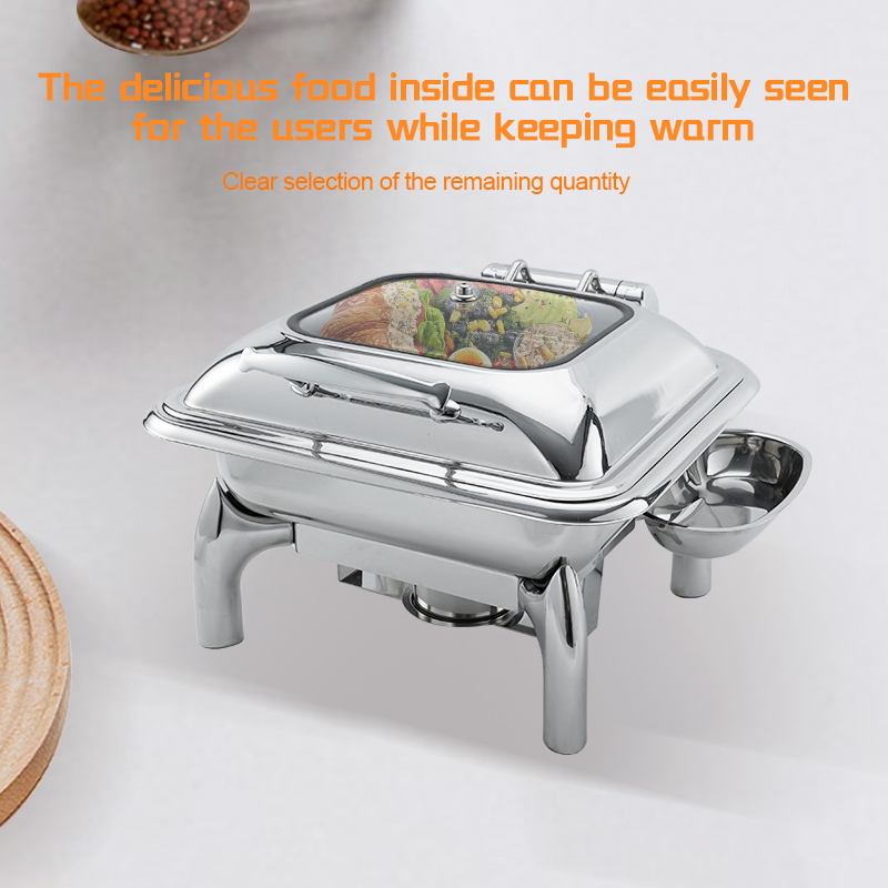Daosheng Hotels Restaurants Luxury 6L Hydraulic Square Stainless Steel Food Warmer Buffet Heater Chafer Chafing Dish