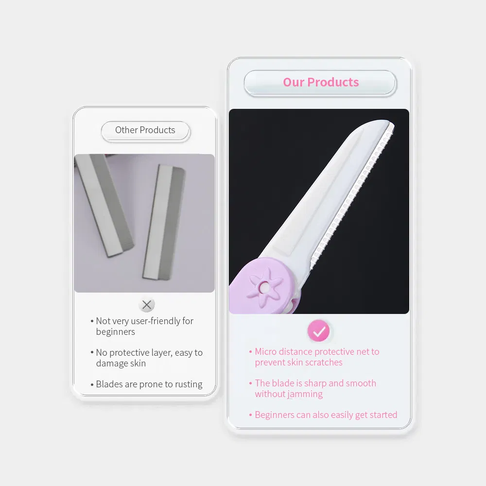 Women and Men's Mini Dermaplaning Plastic Handle Eye Brow Face Razor Folding Body Eyebrow Shaver