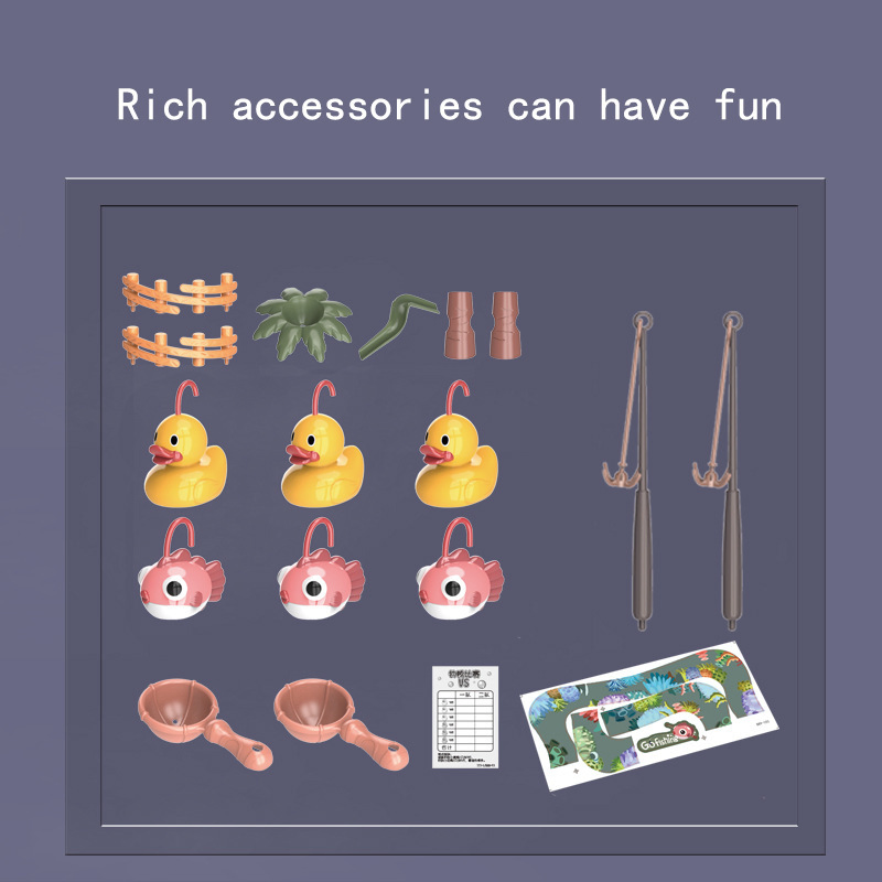 Toys Kingsland Children Magnetic Fishing Toy Music Electric Circulation Fishing Duck Fishing Platform Water Play Game Toys for Kids Gift Esg17653
