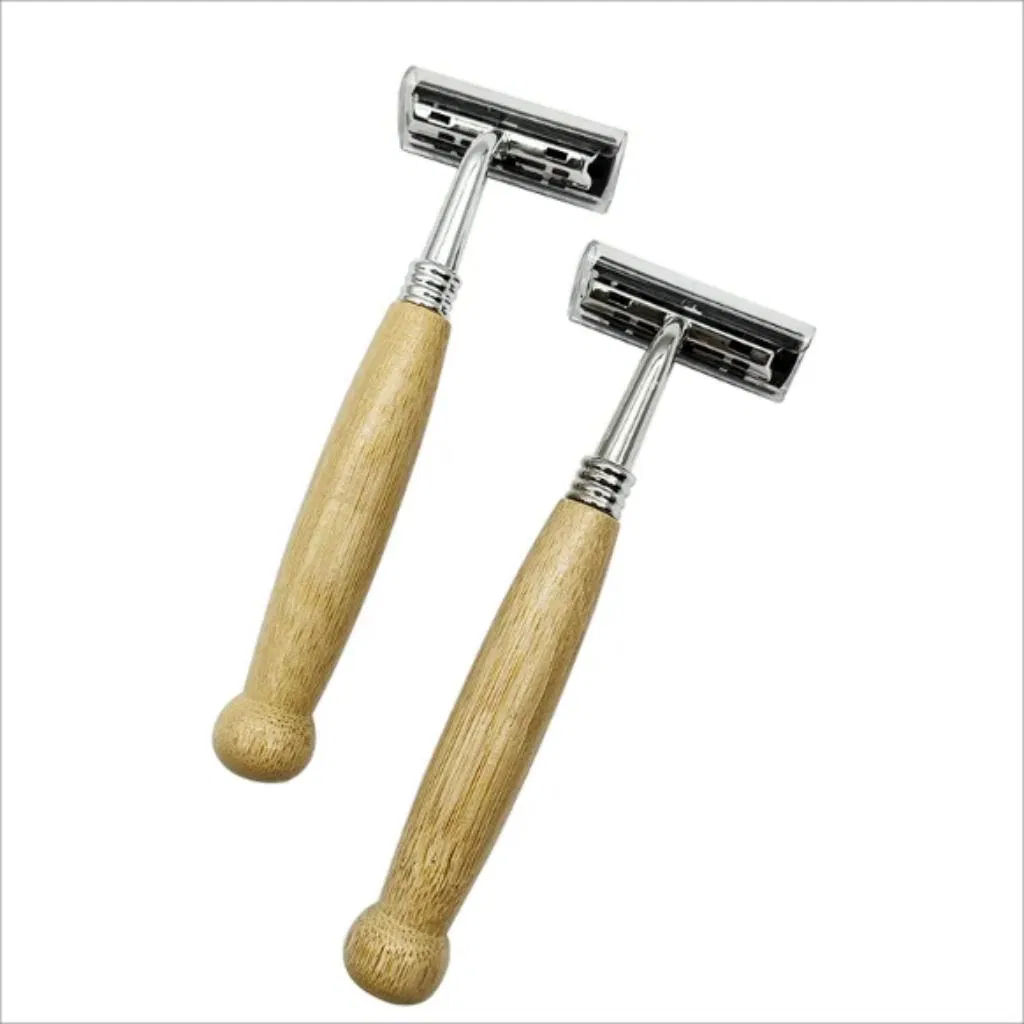 Reusable Men Skincare Grooming Eco-Friendly Bamboo Handle Stainless Razor