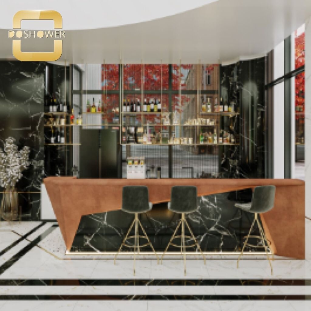 Стойка ресепшн для салона красоты черная с местом хранения