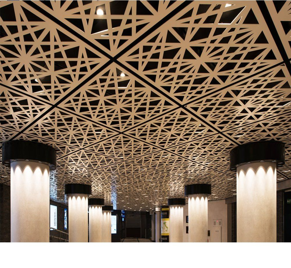 CNC Laser Cut Perforated Metal Ceiling Panel Fashionable Aluminum Carved Ceiling Panel