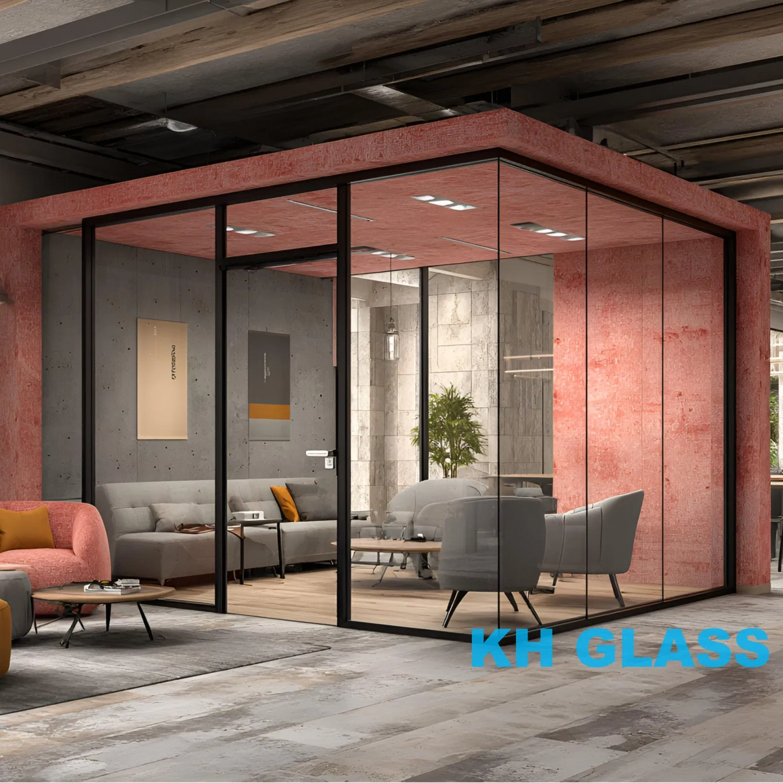 Clear Color Acid Glass Partitions for Living Room Bathroom and Office